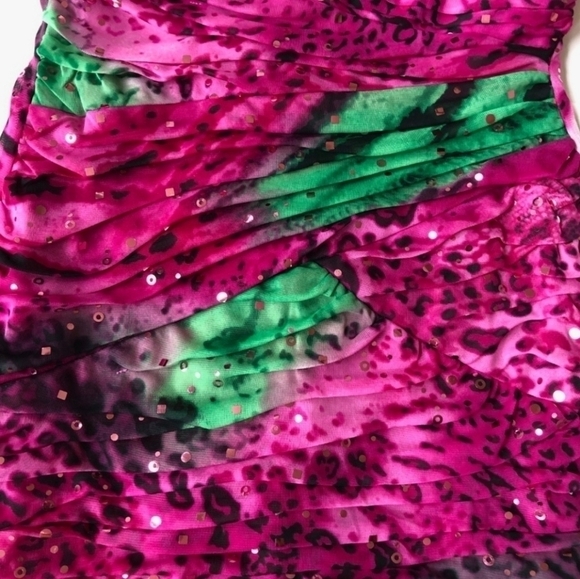 NWT Love Tease Strapless Dress, Gauzy Mixed Animal Print Over Lining, Size Small - Picture 5 of 6